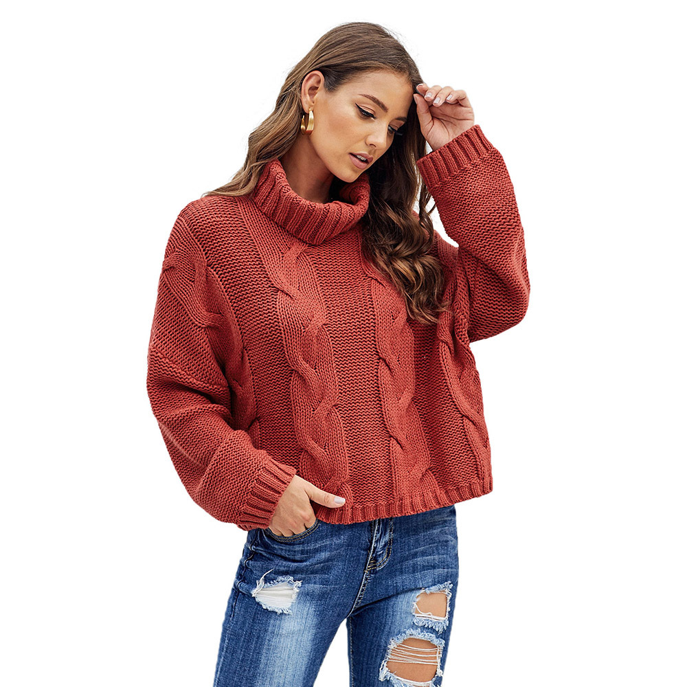 Plus Size Turtleneck Sweater for Women Loose Fit Long Sleeve Solid Color Cozy Knit Autumn Winter Casual Wear