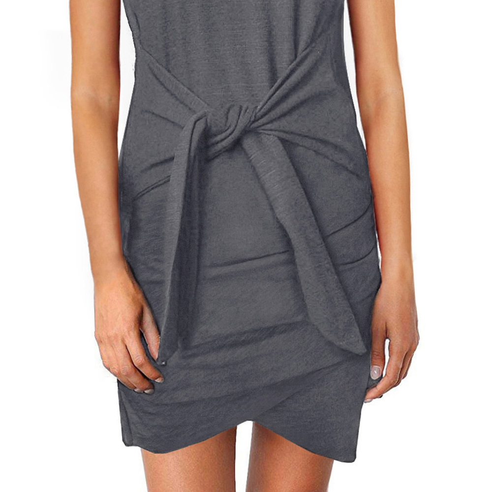 Short Sleeve Dress for Women Casual Urban Style Round Neck Above Knee Length Wholesale Availability