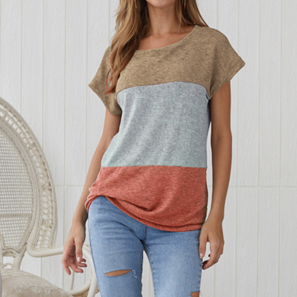 Color Block Loose Fit T Shirt Summer Style Available in 4 Colors Casual Wear for Women Wholesale Options Available