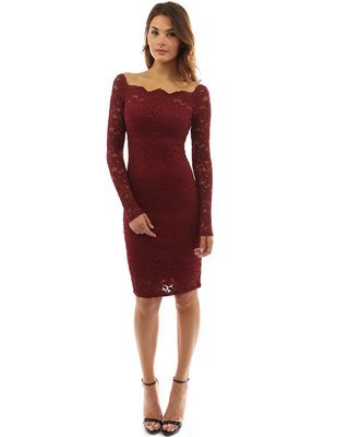 Off Shoulder Long Sleeve Lace Bodycon Dress High Quality Fabric Elegant Design Perfect for Parties Wholesale Available