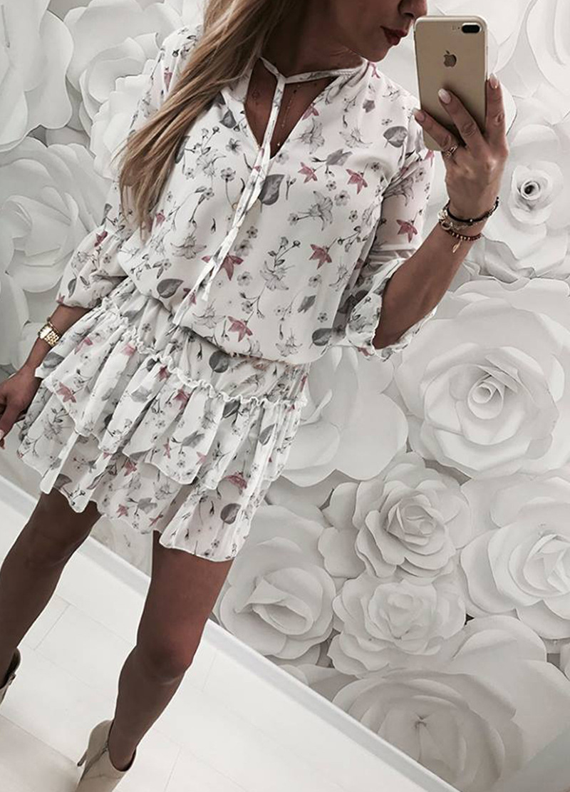 Fashionable Floral Print Ruffled Sleeve Midi Dress Autumn Collection Stylish Design Comfortable Fit Wholesale