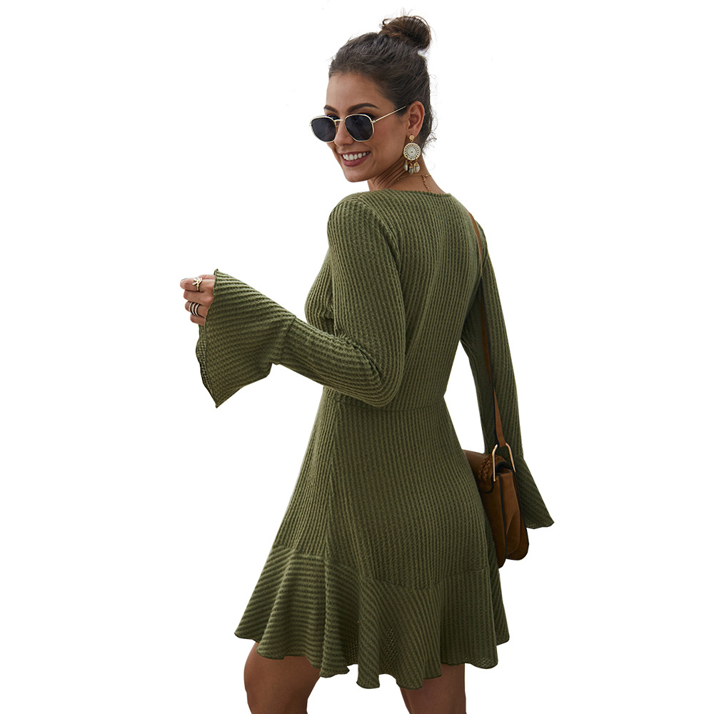 V Neck Knit Dress Original Design Sexy Silhouette Autumn Winter Style Wholesale Ready to Ship