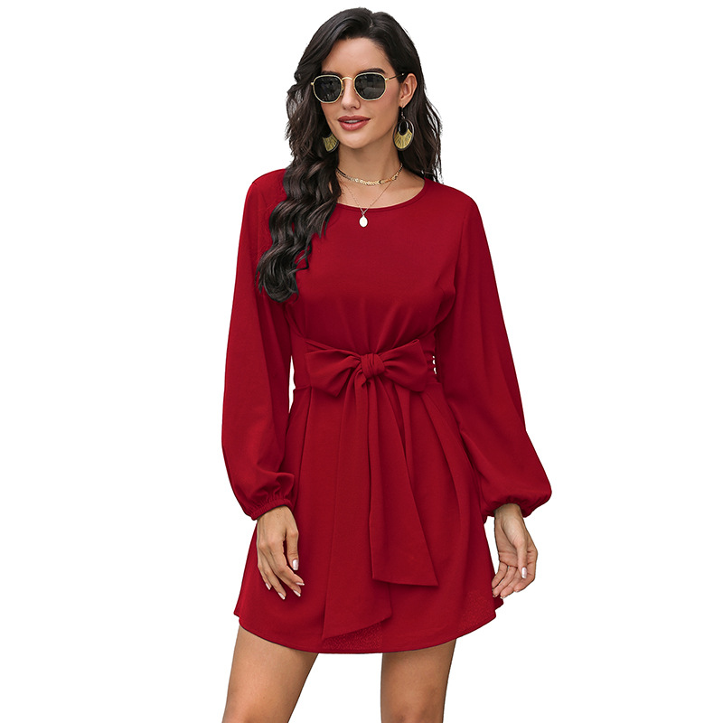 Womens Long Sleeve Dress Waist Defining Elegant Design Fall Winter Fashion Wholesale Available