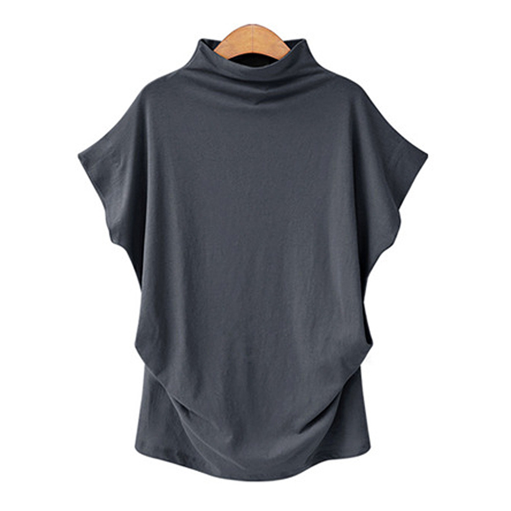 Plus Size Womens High Neck Top Batwing Sleeve Short Sleeve Comfortable Fabric Casual Wear Wholesale Available