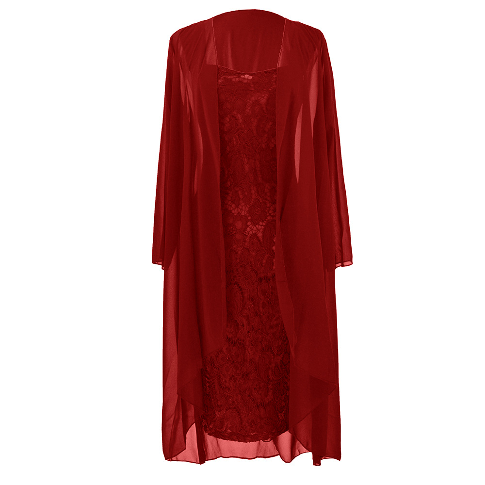Elegant Lace Chiffon Dress Set Fashionable Autumn Style Perfect for Parties and Special Occasions Wholesale Available