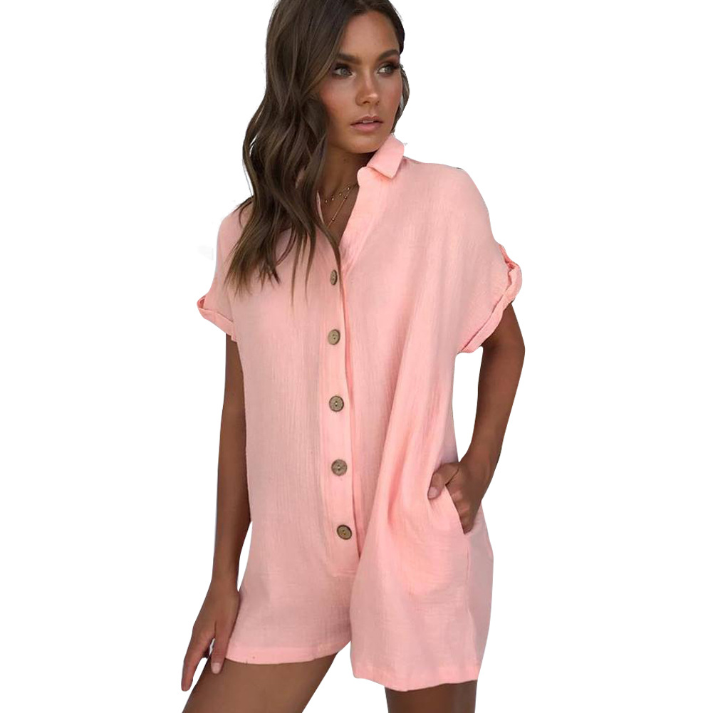 Fashion Womens Button Up Jumpsuit Trendy Design Comfortable Fit Versatile Style Perfect for Spring Summer