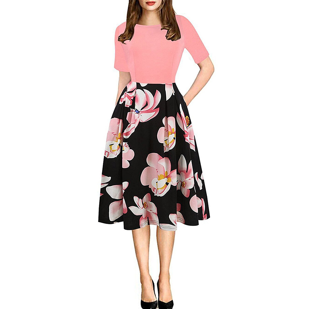 Elegant High Quality Floral Print Maxi Dress Round Neck Flowy Silhouette Fashionable Design Perfect for Parties and
