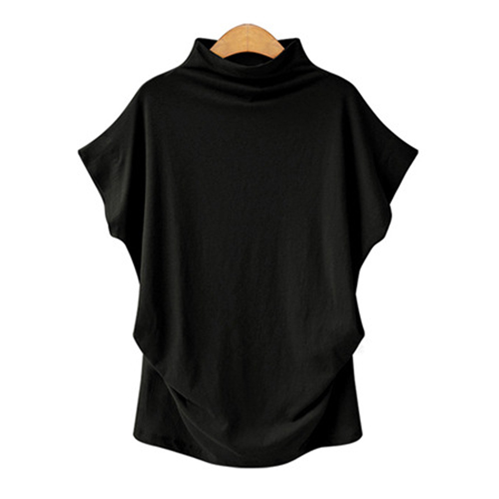 Plus Size Womens High Neck Top Batwing Sleeve Short Sleeve Comfortable Fabric Casual Wear Wholesale Available