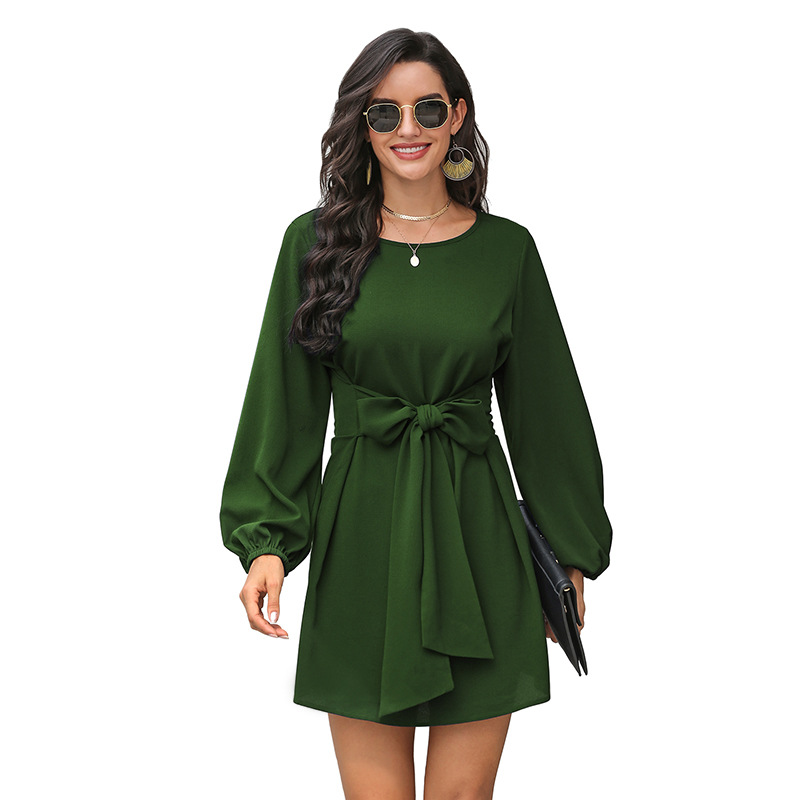 Womens Long Sleeve Dress Waist Defining Elegant Design Fall Winter Fashion Wholesale Available