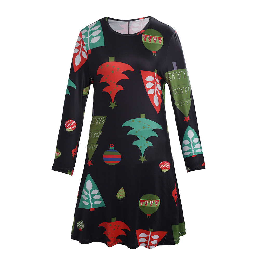 Christmas Family Matching Dresses Long Sleeve Printed Comfortable Fabric Festive Holiday Wear Wholesale Available