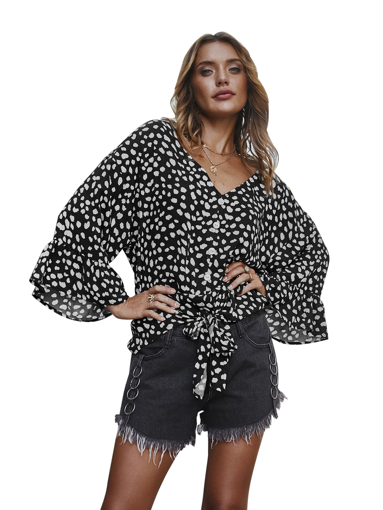 Womens Polka Dot Top Original Design Trendy Style Fashionable Elements Perfect for Casual Wear Wholesale Available