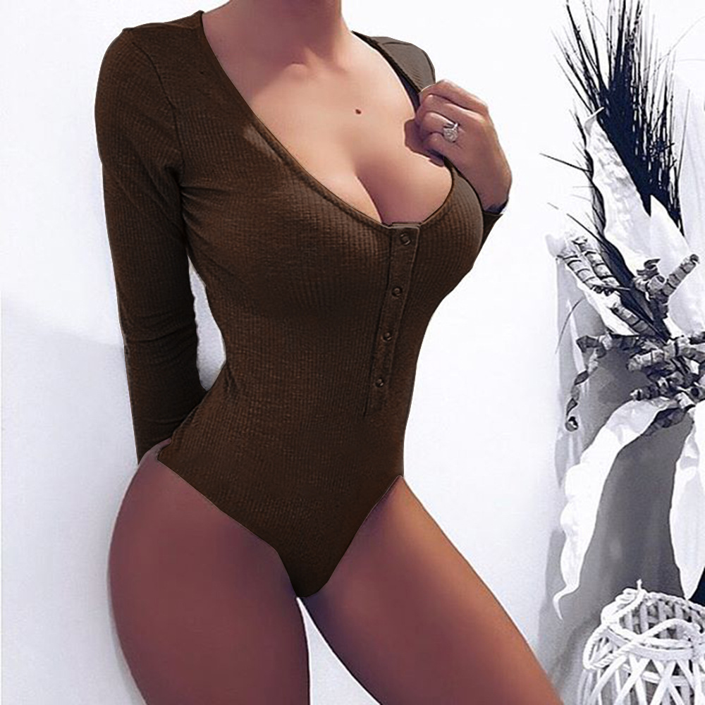 Long Sleeve Deep V Neck Jumpsuit Slim Fit Tie Detail Comfortable Fabric Spring Summer Fashion Wholesale Available