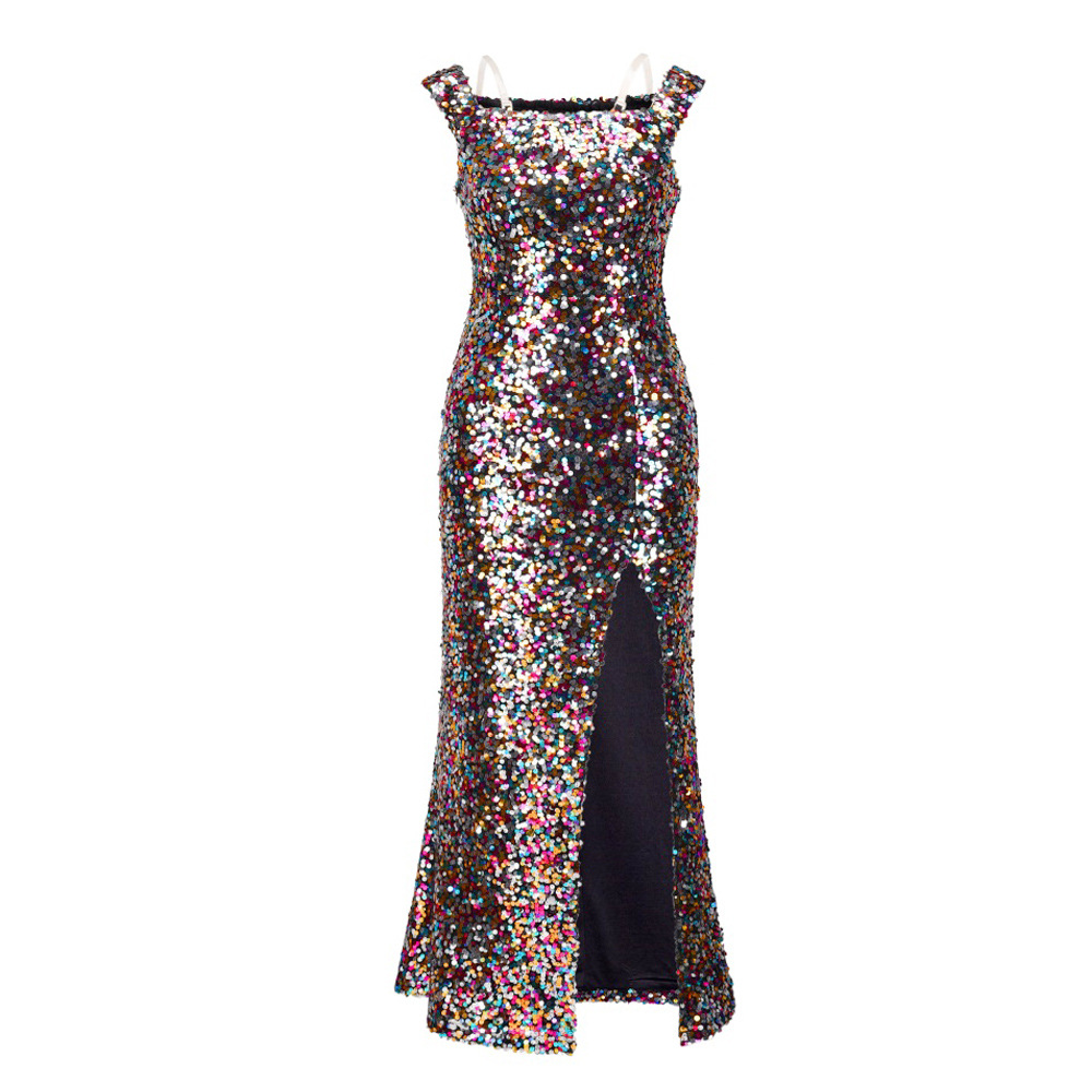 Evening Dress Off Shoulder Sequin Sleeveless Elegant Design Spring Summer Fashion Wholesale Available