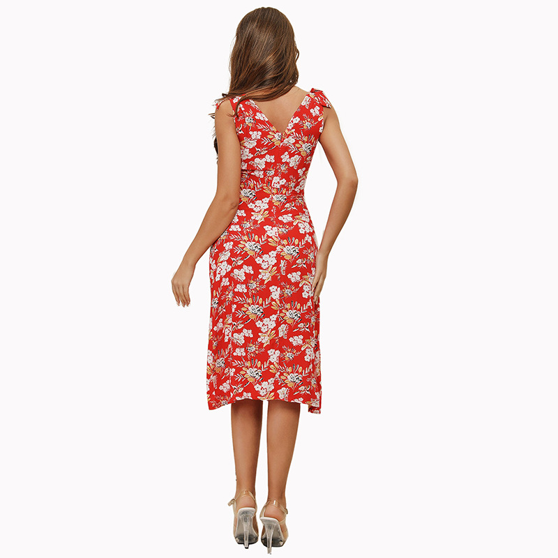 Womens Midi Dress V Neck Sleeveless Casual Style Perfect for Vacations and Events Wholesale Available