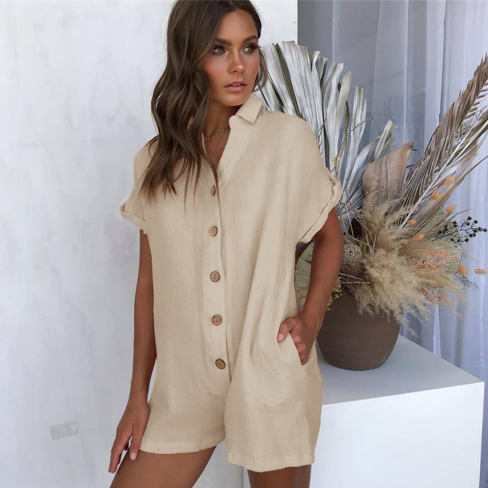 Fashion Womens Button Up Jumpsuit Trendy Design Comfortable Fit Versatile Style Perfect for Spring Summer