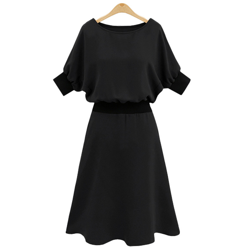 A Line Dress Plus Size Elastic Waist Mid Length Slimming Fit Summer Casual Wear Wholesale Available