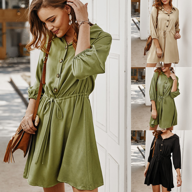 Elegant Solid Color Dress Original Design Spring Summer Collection Versatile Style Wholesale Available