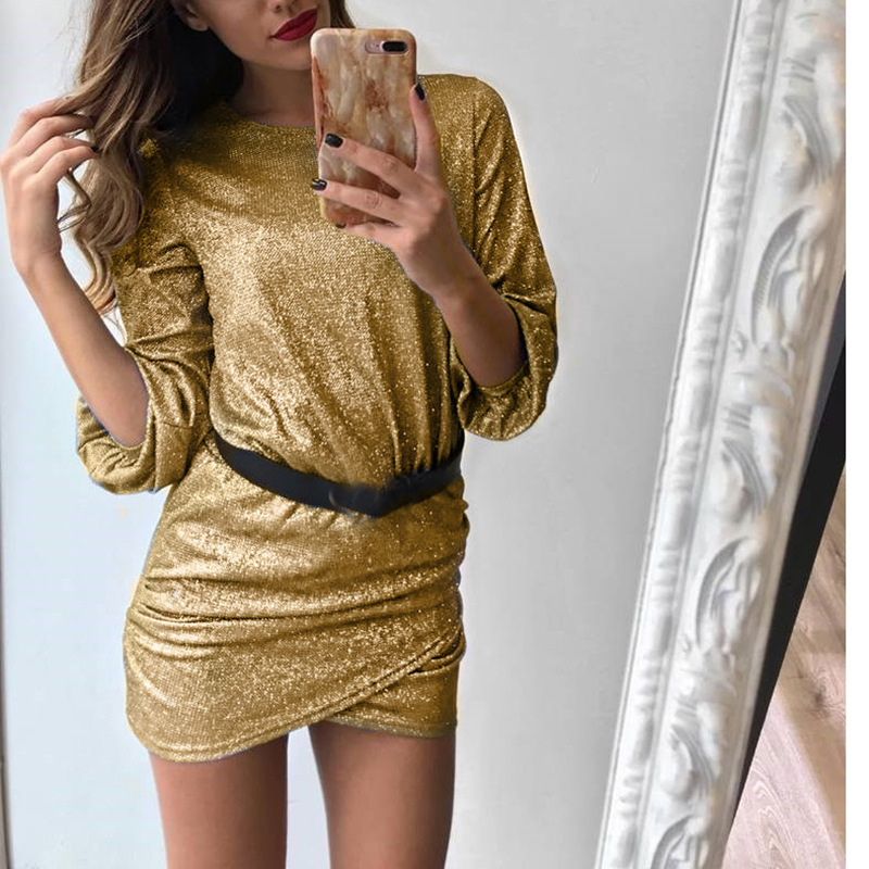 Lanter Sleeve Irregular Sexy Dress Autumn Winter Collection Elegant Party Wear Wholesale Available