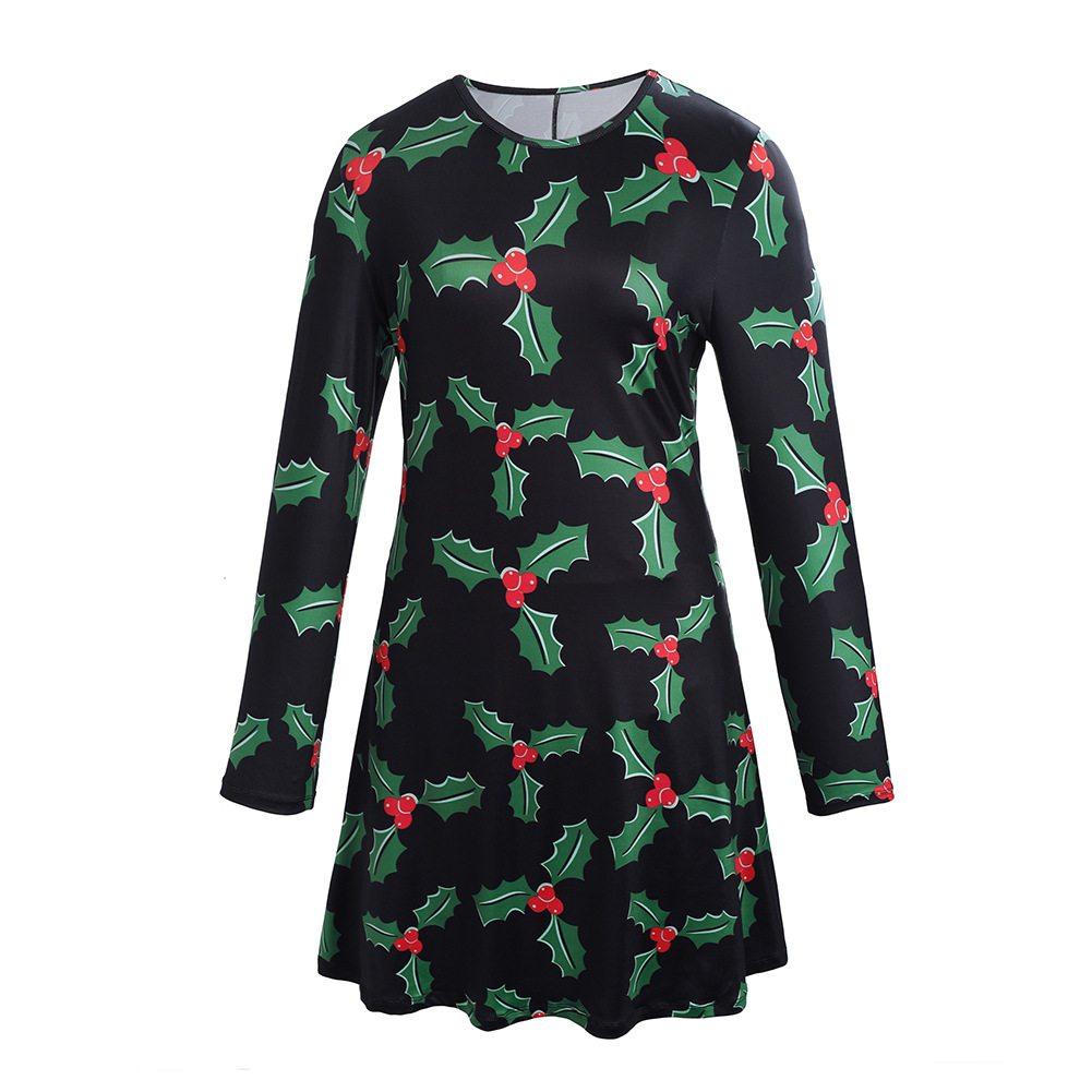 Long Sleeve Womens Dress Christmas Print Elegant Design Autumn Winter Style Wholesale Available