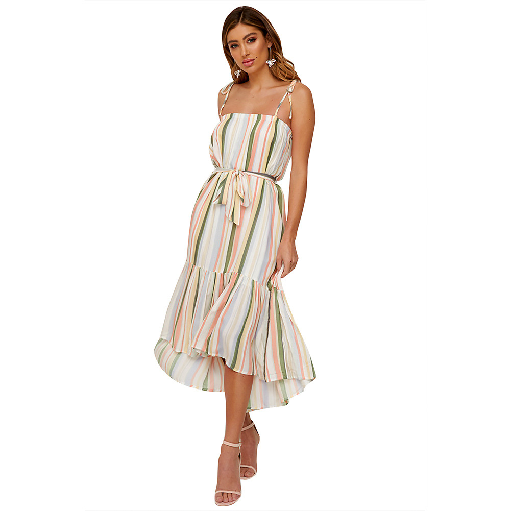 Womens Floral Print Pleated Maxi Dress Loose Fit Sleeveless Comfortable Fabric Spring Summer Fashion Wholesale