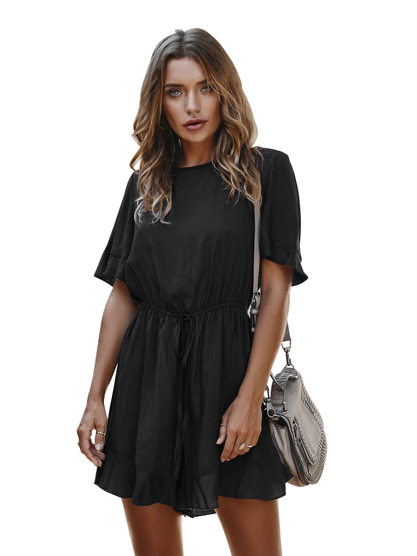 Womens Short Jumpsuit Solid Color Casual Style Lightweight Fabric Perfect for Spring Vacations Wholesale Available