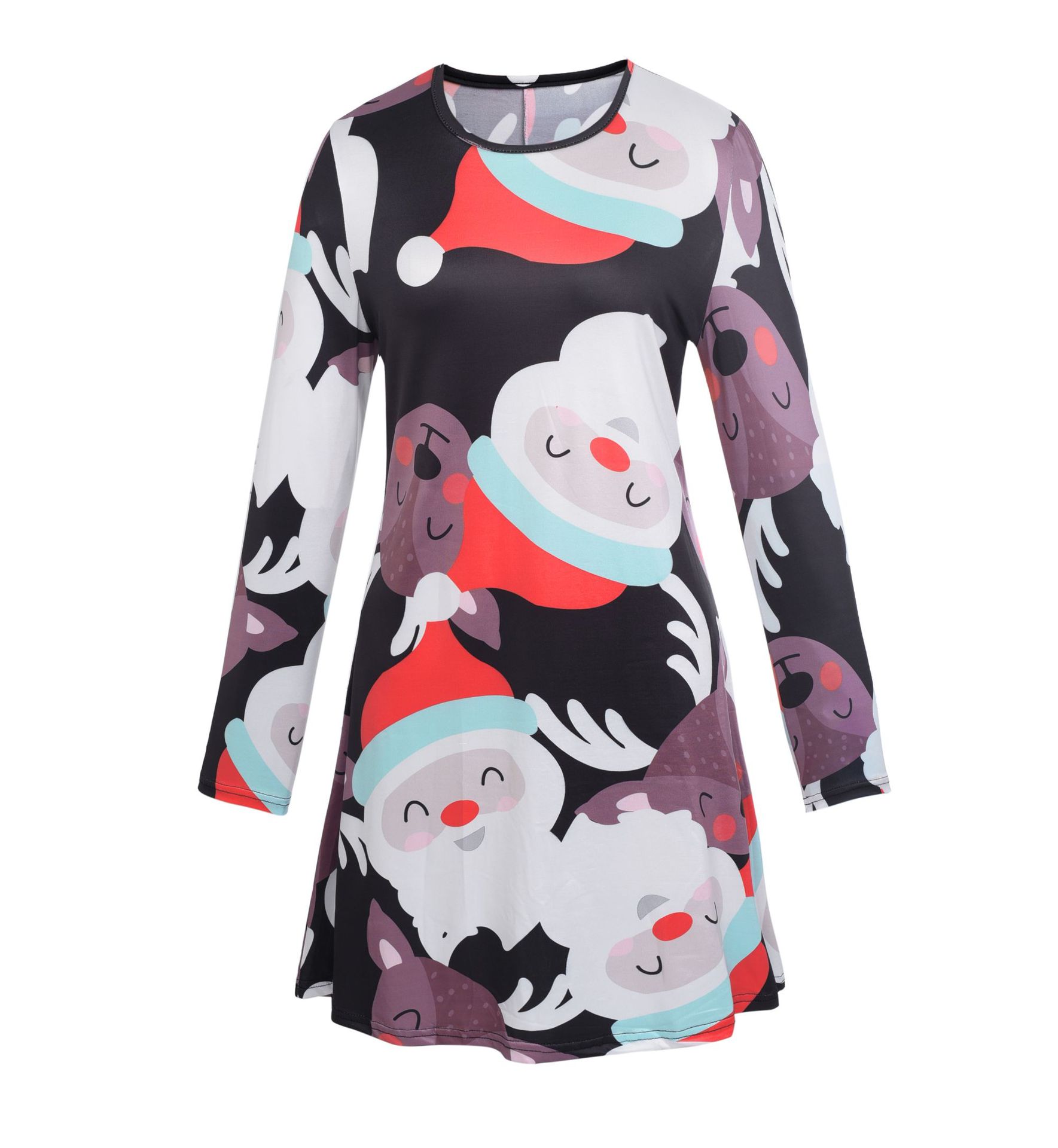 Long Sleeve Printed Dress Casual Style Autumn Winter Christmas Occasion Wholesale Available ready to ship