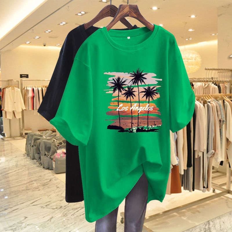 Plus Size Loose Fit T Shirt Cotton Fabric Mid Length Trendy Design Autumn Casual Wear Wholesale Available