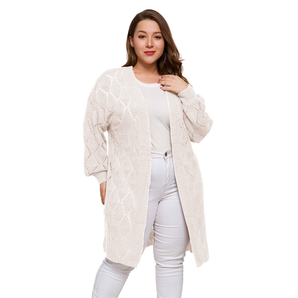 Plus Size Floral Pattern Cardigan Long Sleeve Lightweight Knit Spring Summer Style Wholesale Available
