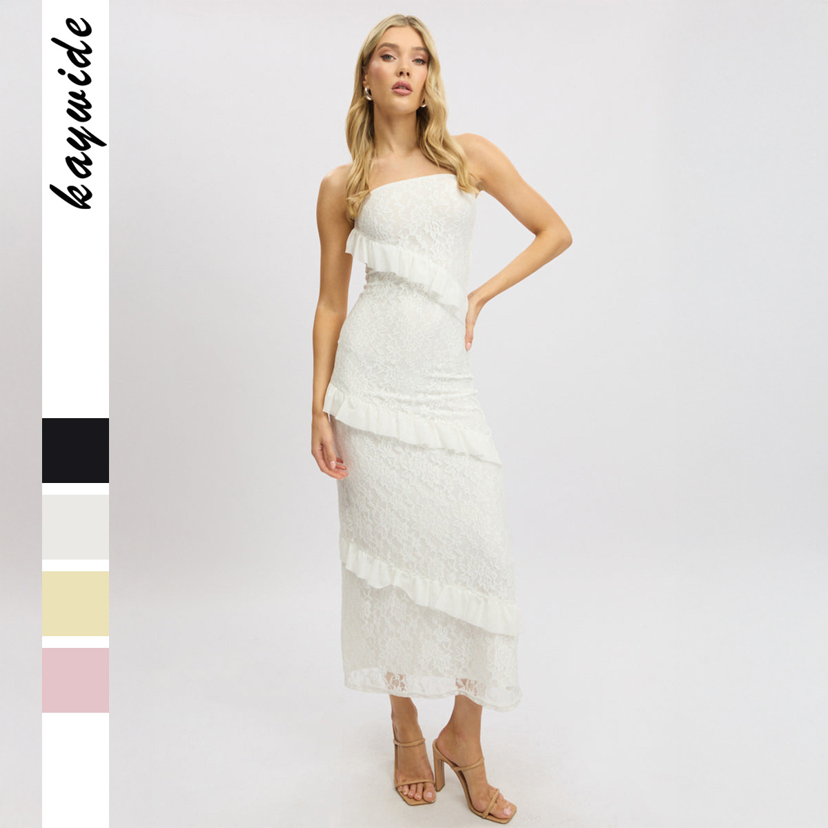 Elegant Strapless Bodycon Long Dress for Women Spring Summer