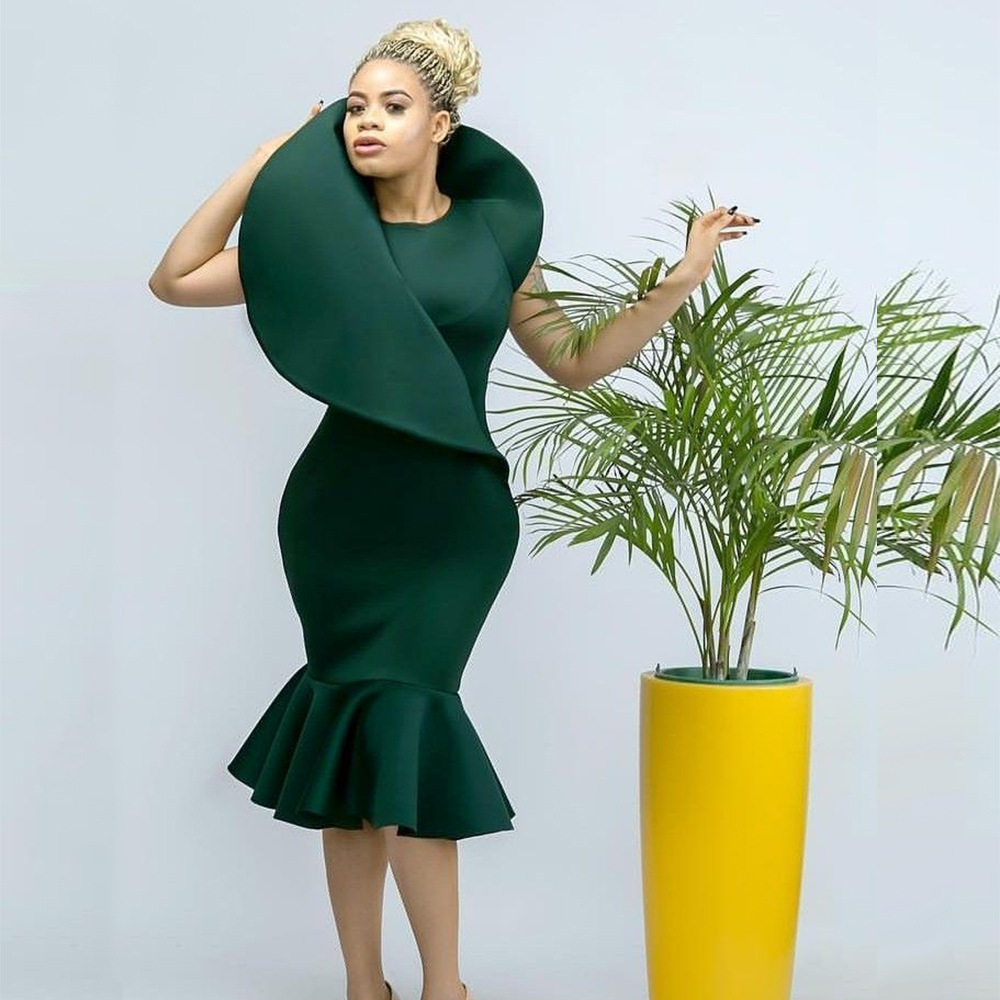Plus Size Summer Dress Ruffle Hem Fishtail Design Elegant Fit Perfect for Parties and Special Occasions Wholesale