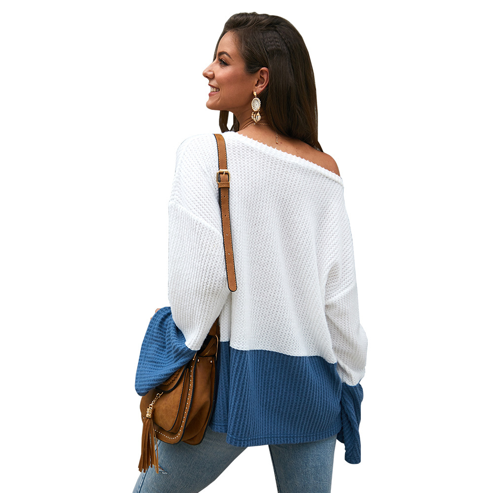 Color Block Long Sleeve Knit Sweater Loose Fit Original Design Cozy Fabric Autumn Winter Fashion Wholesale Available