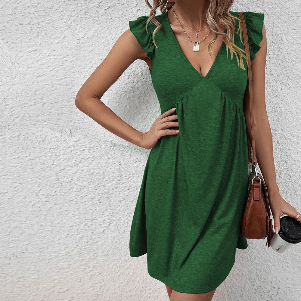 Summer New V Neck Sexy Dress Loose Casual Sleeveless Vest Dress