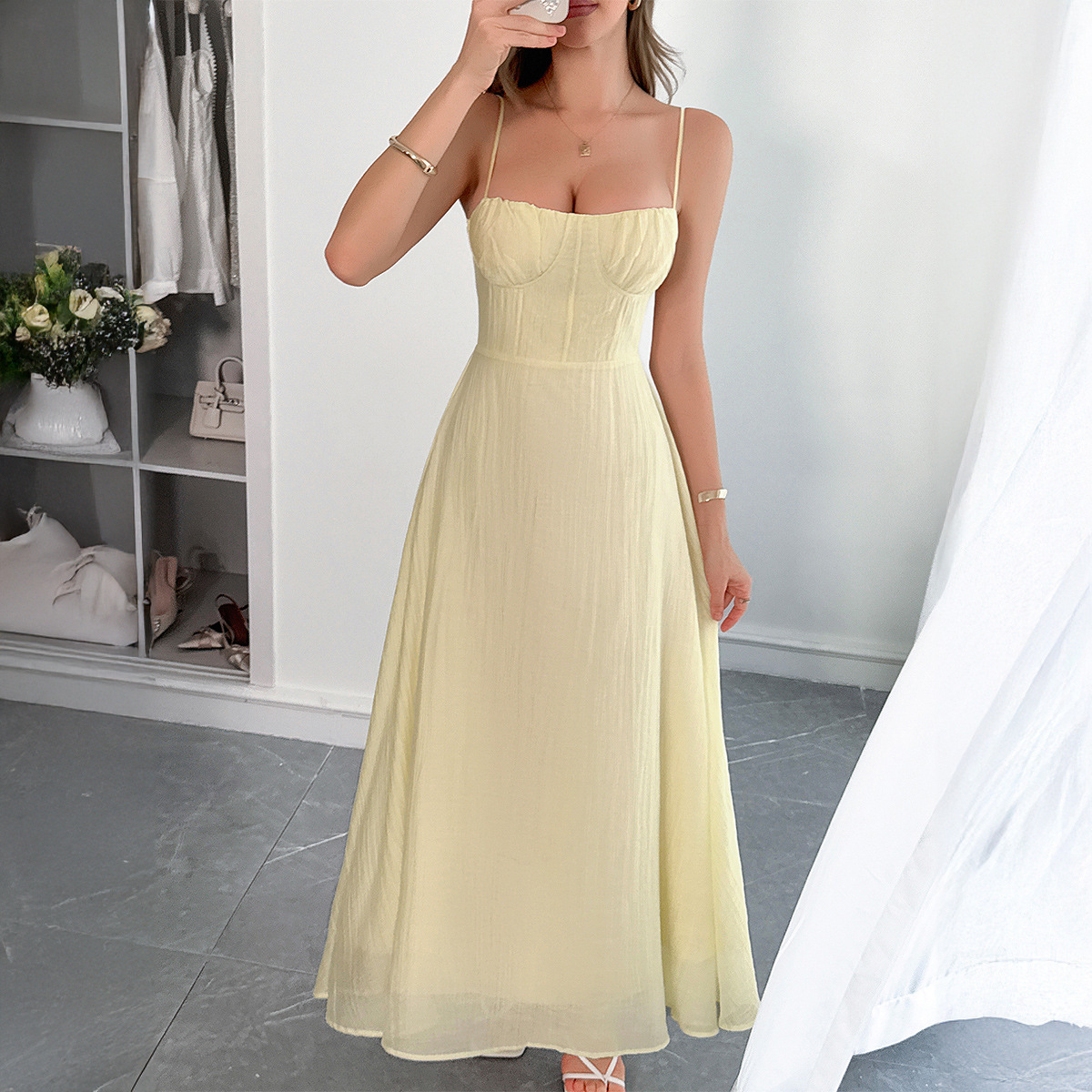 Casual Vacation Sling Slim Long Dress Women's Clothing Spring Summer