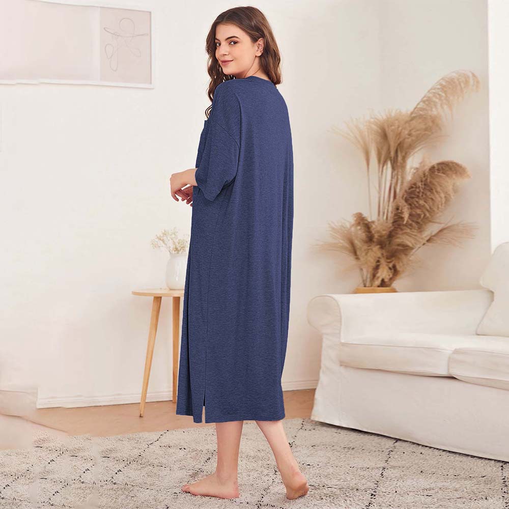 Casual Loose Fit Midi Dress Comfortable Fabric Simple Design Spring Summer Style Wholesale Available