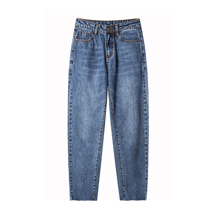 High Waisted Cropped Straight Leg Jeans for Women Ripped Hem Loose Fit Slimming Design Casual Spring Fall Wear