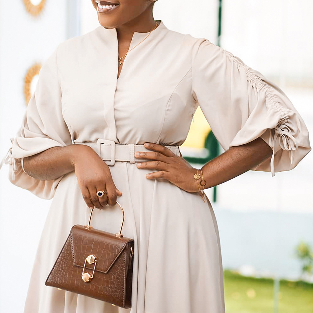 Plus Size Women's Fashion A Line Dress with Pleats, Stylish Fall and Winter Collection, Trendy African Dress for Export