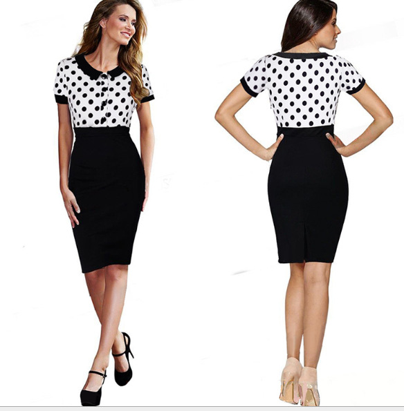 Pencil Dress Spring European and American Style Lapel POLO Collar Elegant Fit Wholesale Available