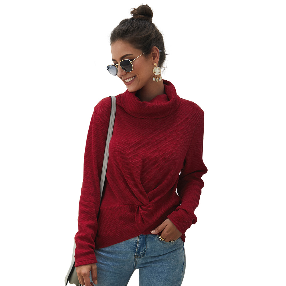 High Neck Solid Color Sweater Original Design Fashionable Style Comfortable Fabric Perfect for Fall Winter Ready to