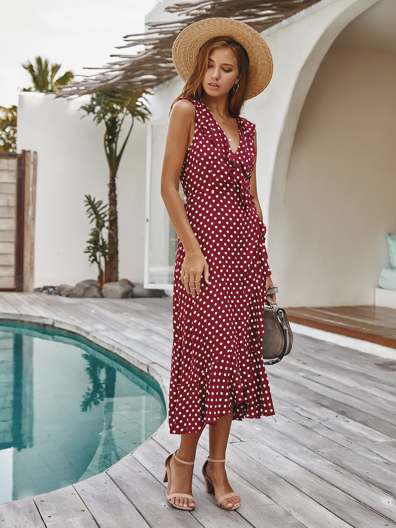 Polka Dot Sexy Sleeveless Dress Summer Fashion Comfortable Fit Casual Style Wholesale Available