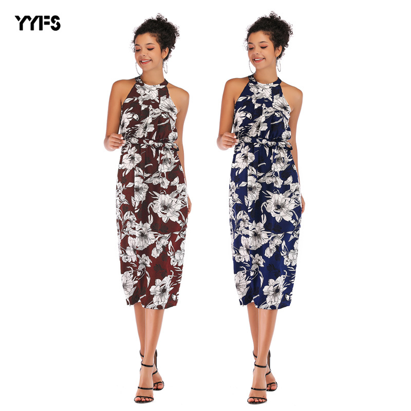 Floral Chiffon Midi Dress Sleeveless Bodycon Fit Elegant Design Perfect for Summer Events Wholesale Available