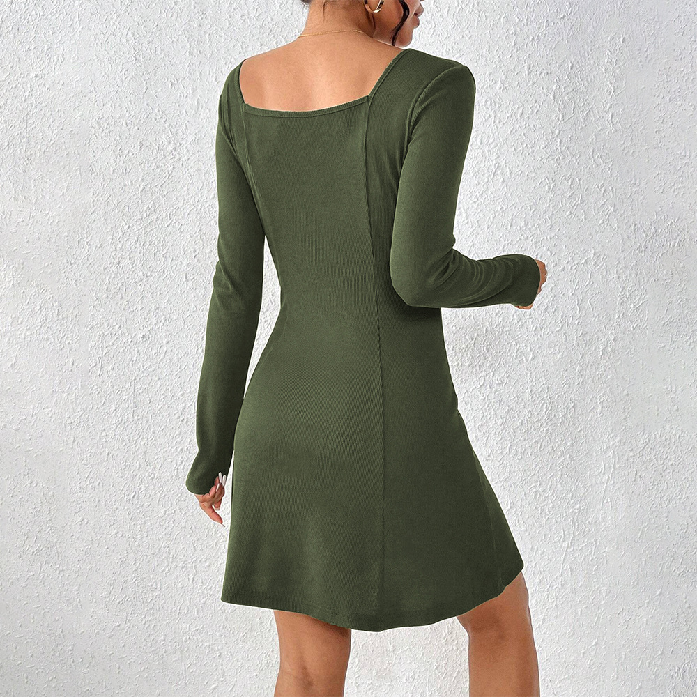 Women's Elegant Square-Neck Mini Dress