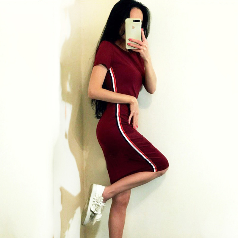 Casual Short Sleeve Pencil Dress Slim Fit Round Neck Comfortable Fabric Perfect for Summer Outings Wholesale