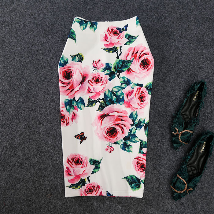 Cartoon Print Midi Skirt High Waist Bodycon Fit Slimming Design Spring Summer Fashion for Women Wholesale Available