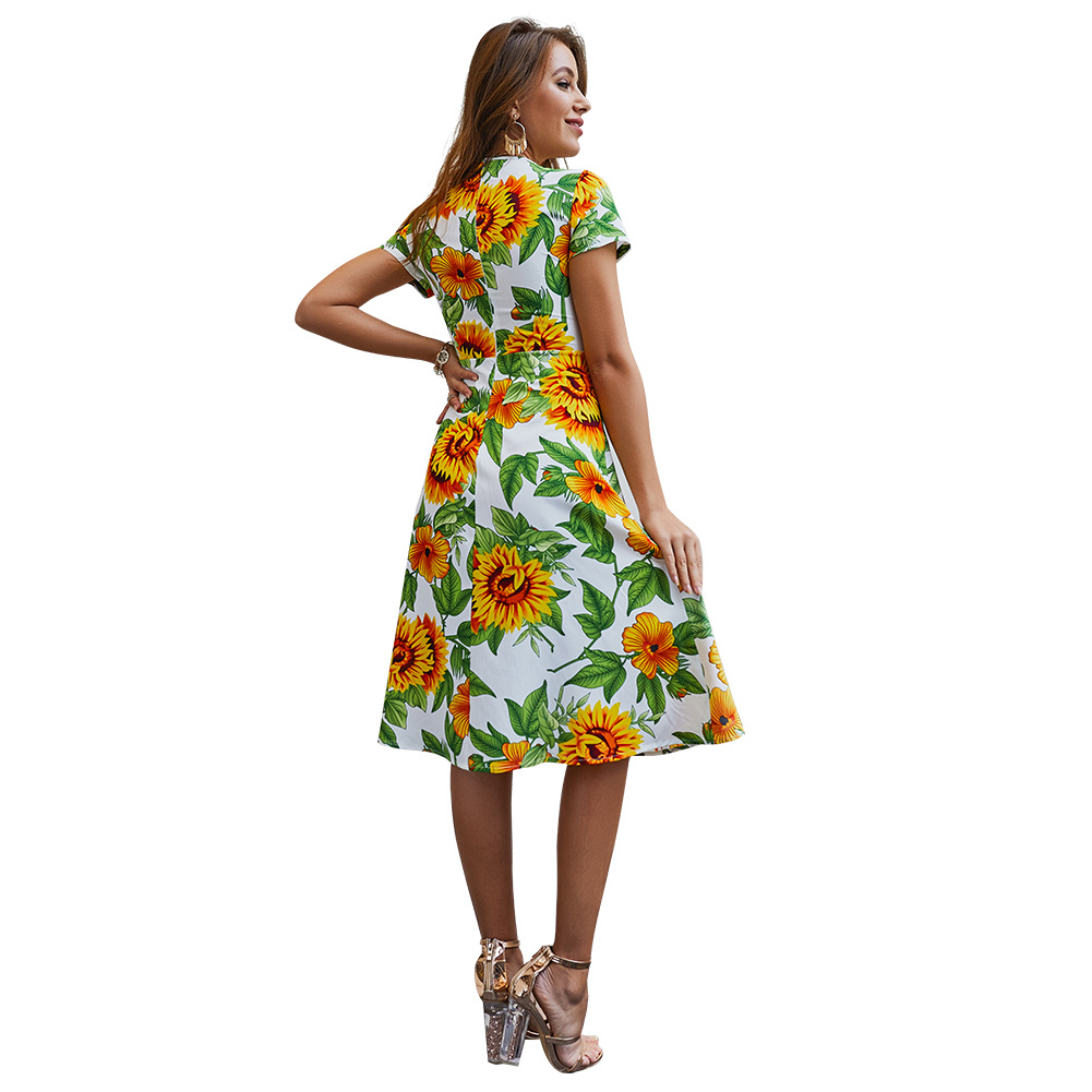 Summer Floral Print Tie Back Sexy Dress Original Design Womens Fashion Lightweight Fabric Perfect for Parties or