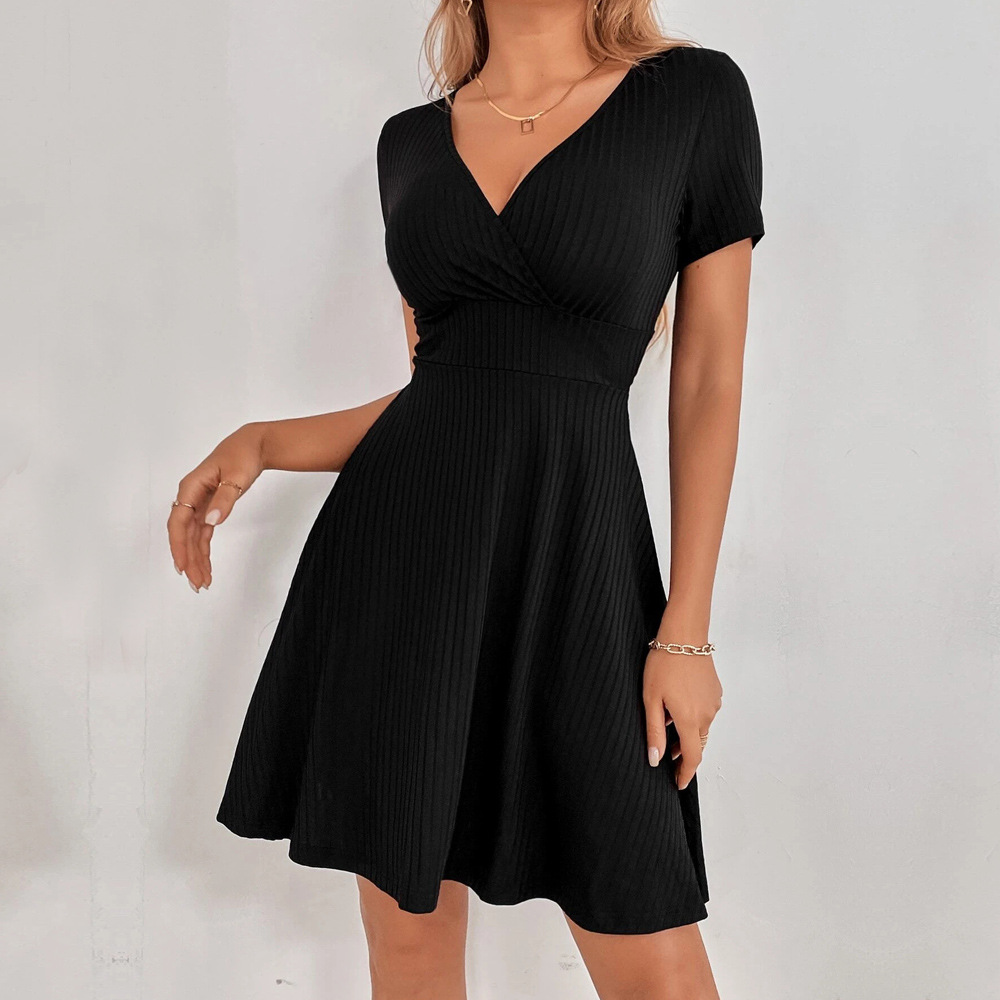 Sexy Backless Tie V neck Ruffle Short Dress for Women