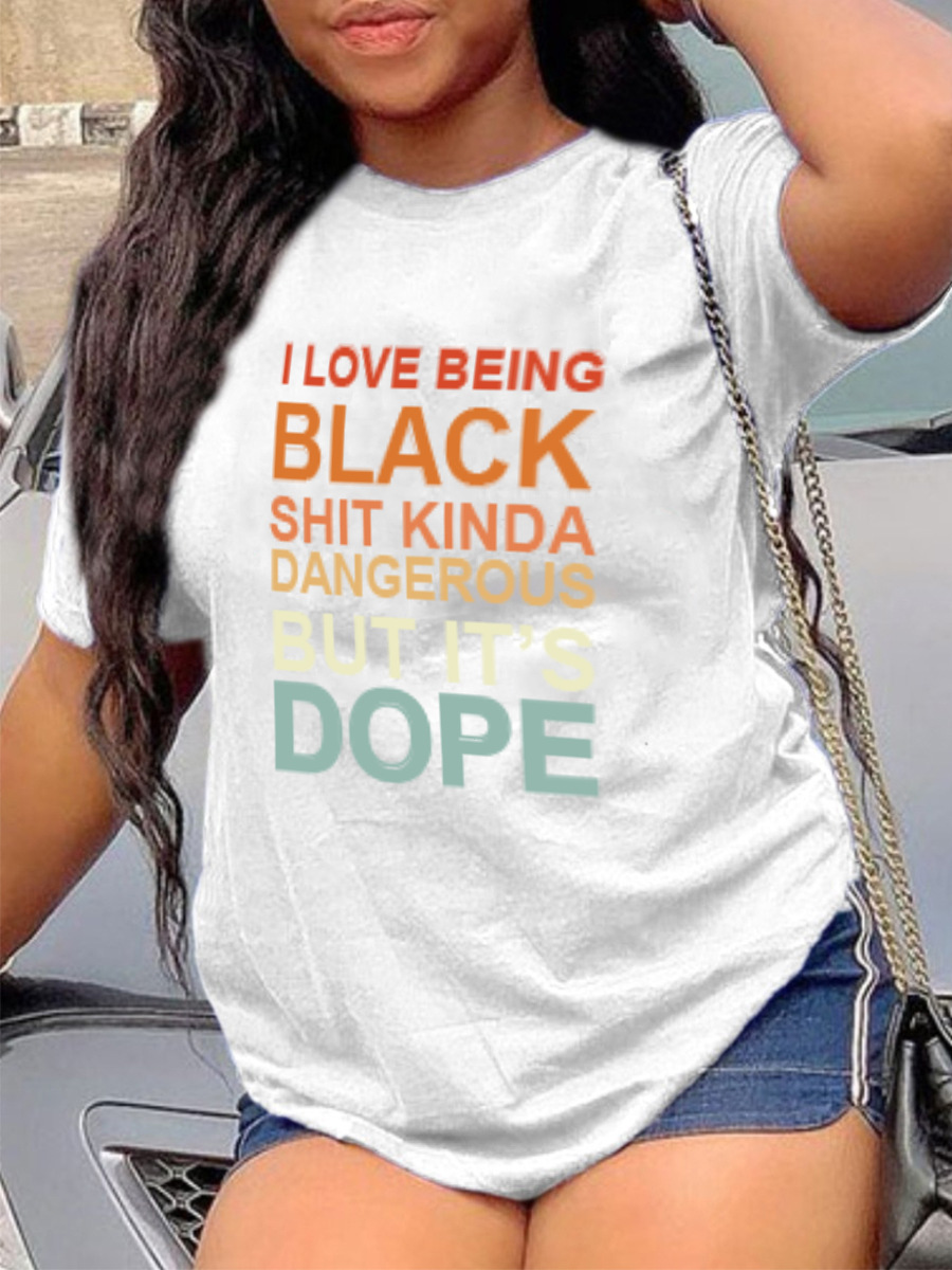Plus Size Womens Short Sleeve T Shirt Letter Print Casual Style Comfortable Fabric Wholesale Available