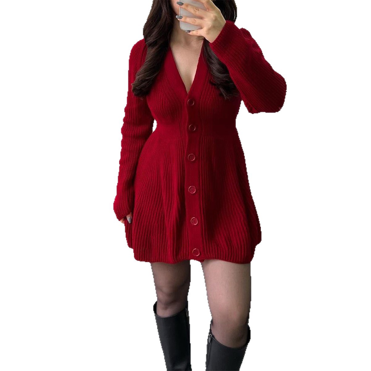 Fashion Casual Long Sleeve Sweater Dress Knitted Women's Clothing Autumn