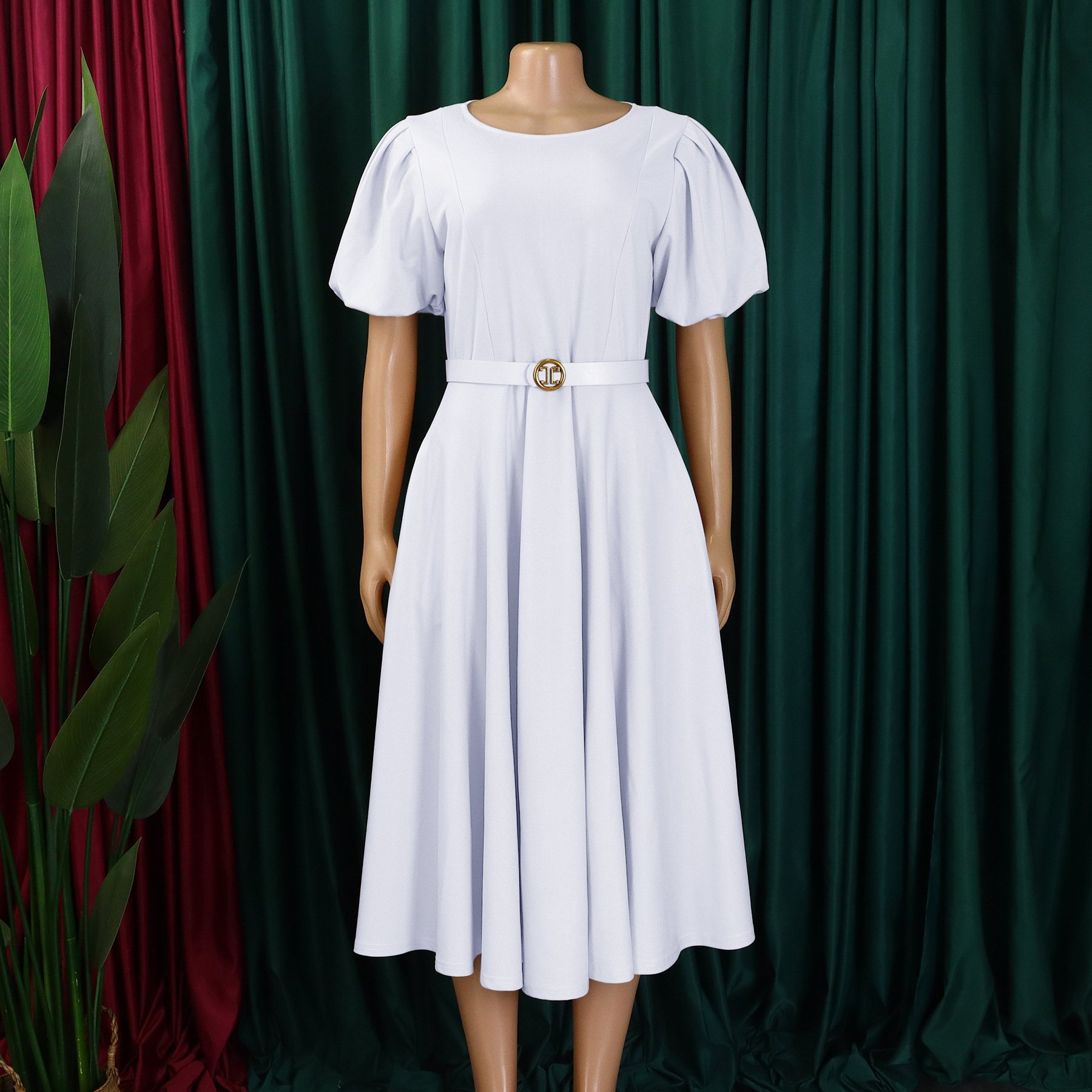 Plus Size Women's Fashion Summer New Arrival Elegant High Waist African Dress with Flared Skirt and Bubble Design