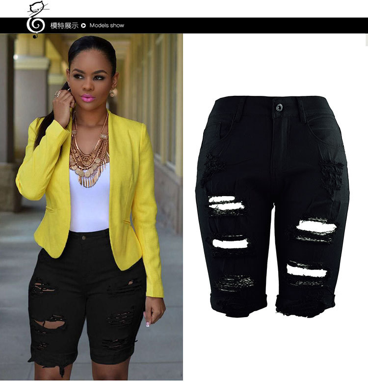High Waisted Distressed Denim Shorts Handmade Trendy Ripped Design Casual Summer Wear Wholesale Available