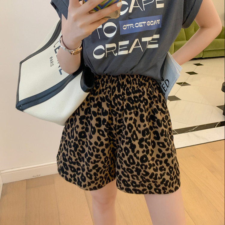 Leopard Print High Waisted Shorts Slim Fit Elastic Waist Comfortable Fabric Casual Summer Wear Wholesale Available